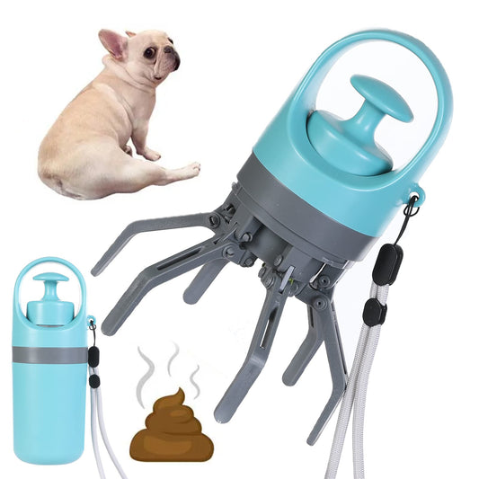 Dog Pooper Scooper With Built-in Poop Bag Dispenser Eight-claw Shovel Portable Lightweight