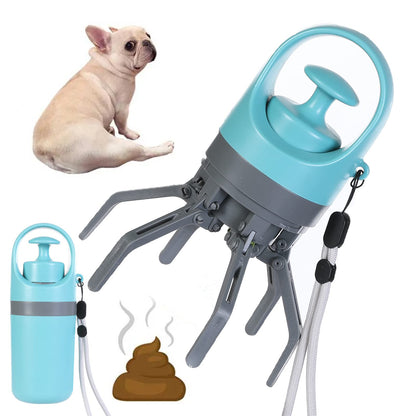 Dog Pooper Scooper With Built-in Poop Bag Dispenser Eight-claw Shovel Portable Lightweight