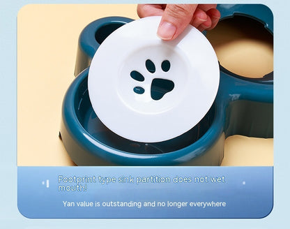 Plastic Double Bowl Anti Roll Pet Products For Cats