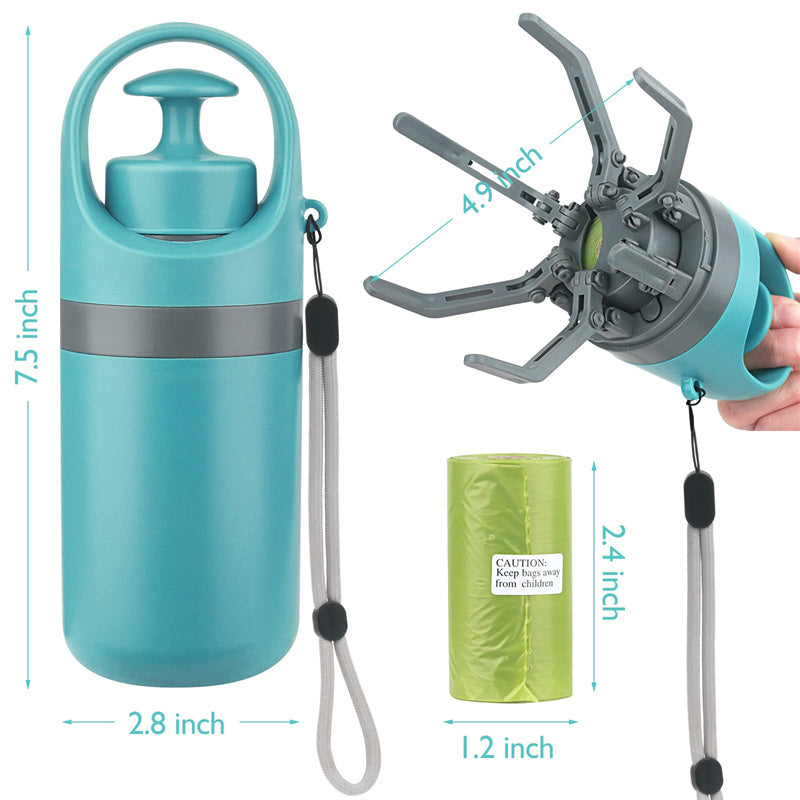 Dog Pooper Scooper With Built-in Poop Bag Dispenser Eight-claw Shovel Portable Lightweight
