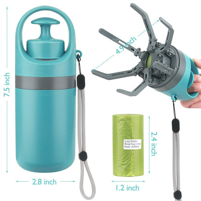Dog Pooper Scooper With Built-in Poop Bag Dispenser Eight-claw Shovel Portable Lightweight