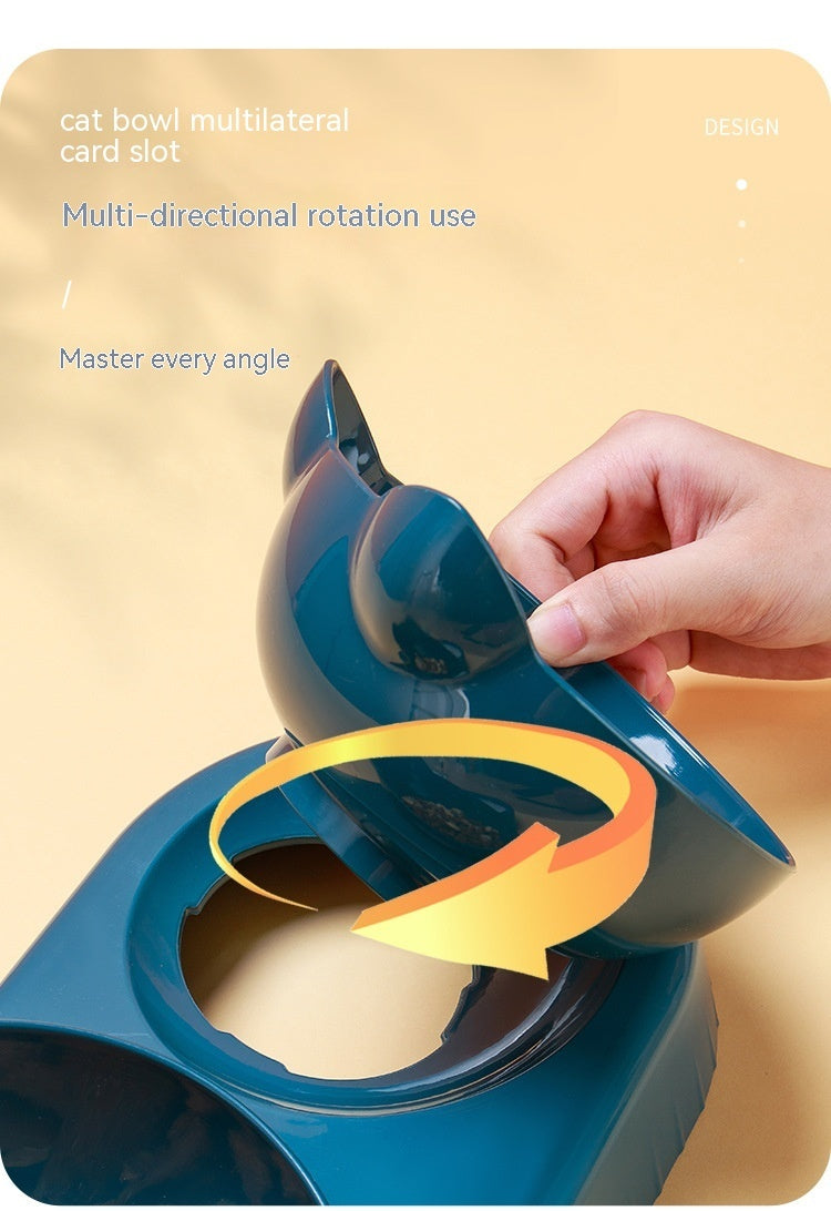 Plastic Double Bowl Anti Roll Pet Products For Cats