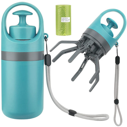 Dog Pooper Scooper With Built-in Poop Bag Dispenser Eight-claw Shovel Portable Lightweight